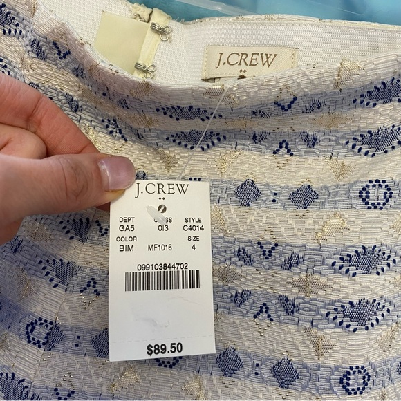 NWT J. Crew metallic skater skirt geometric print - Picture 3 of 9